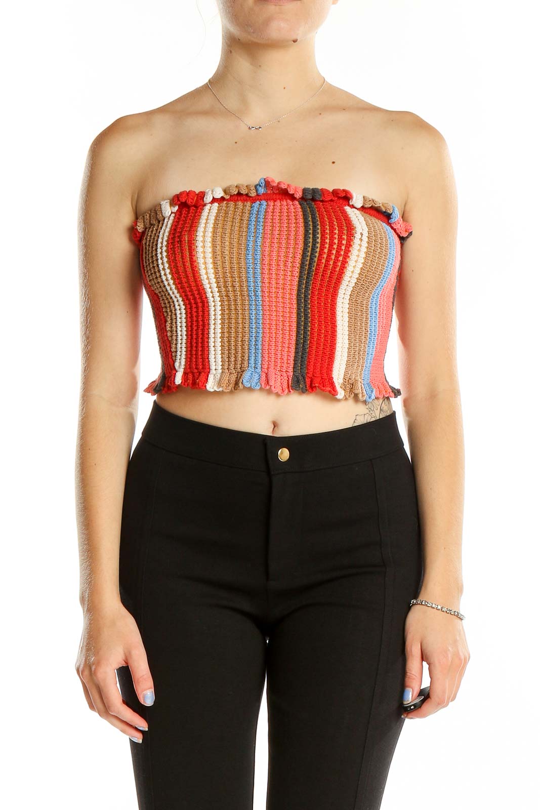 Multicolor Knit Tube Top Front