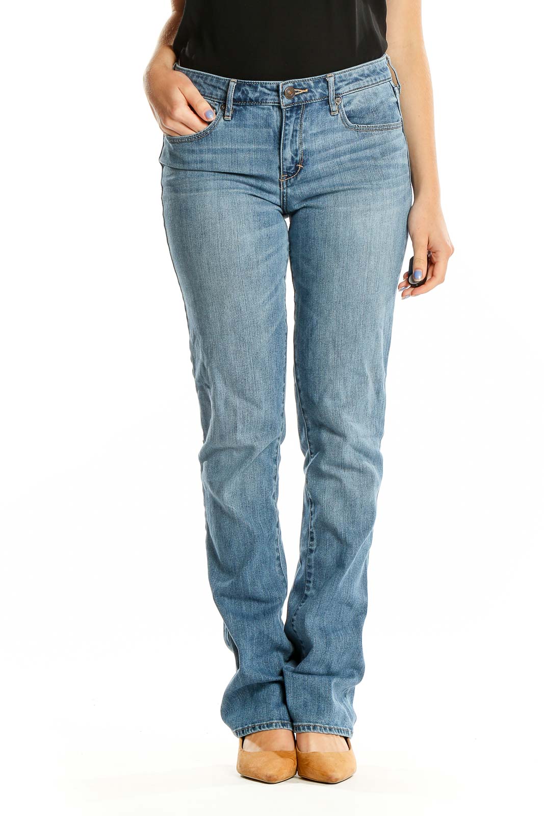 Blue Light Rinse Jeans Front