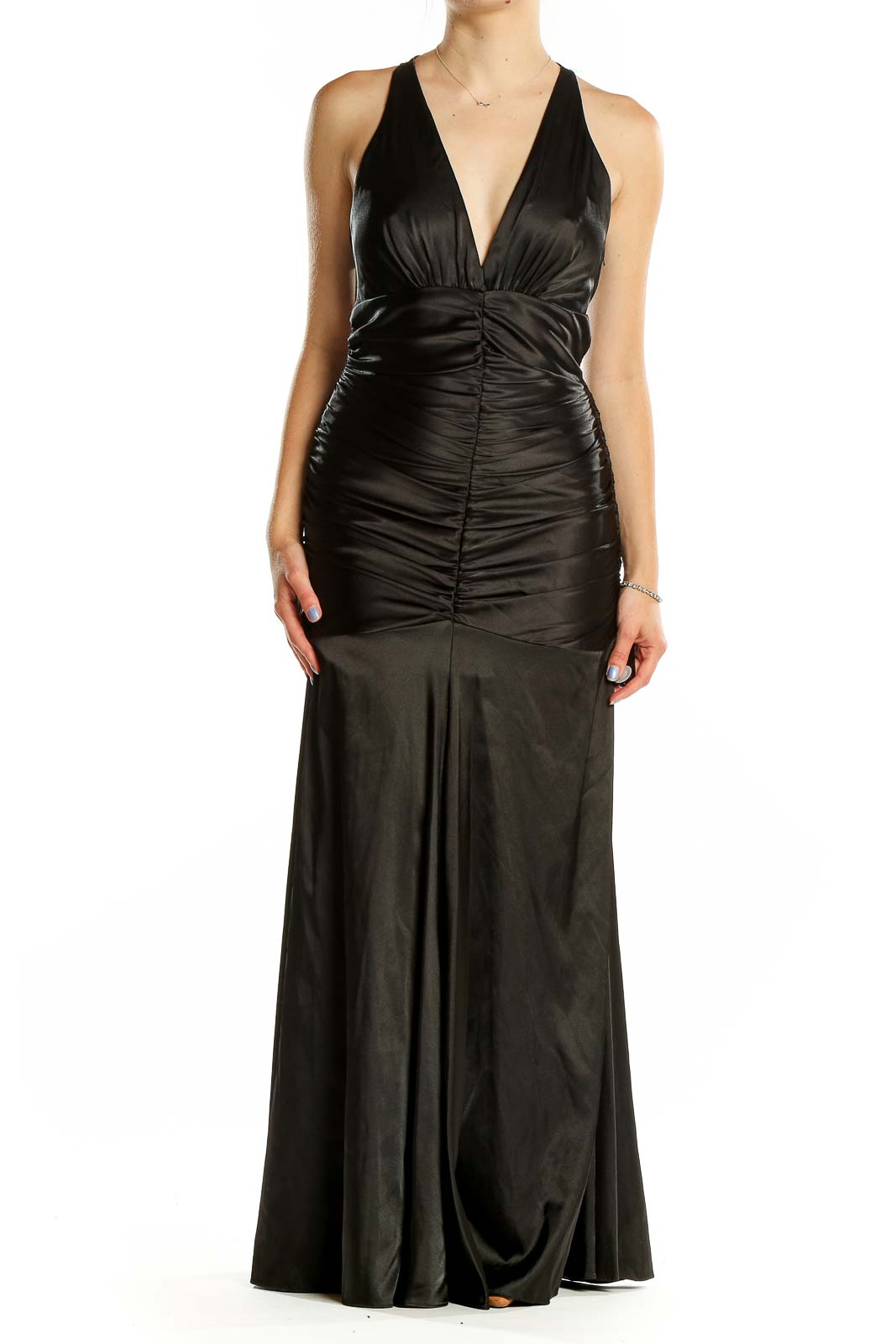  Black Column Vintage Dress Front