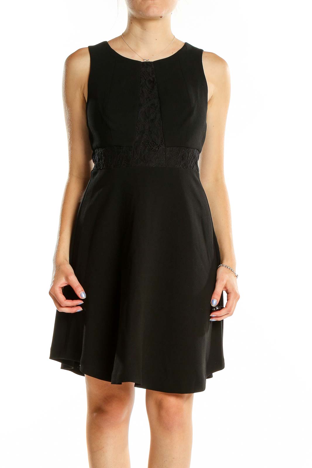 Black Classic Flare Dress Front