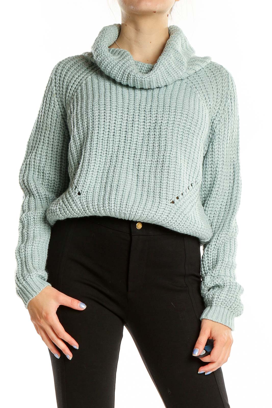 Blue Cropped Sweater Front