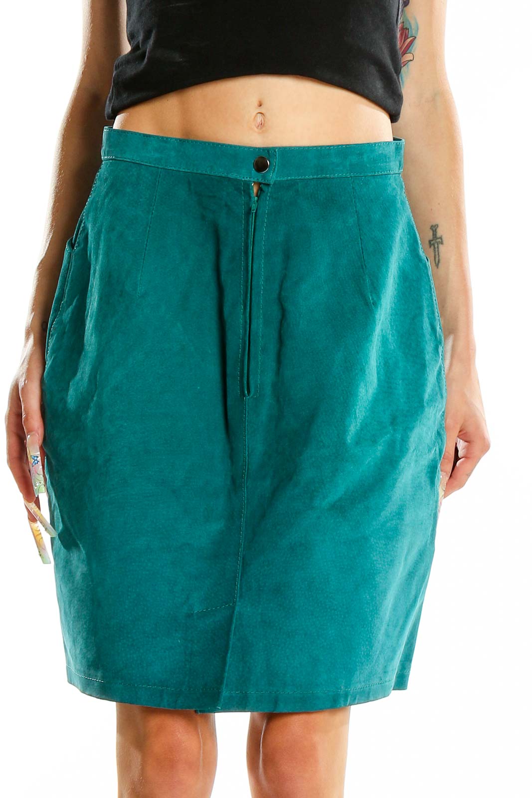 Green Leather Skirt Front