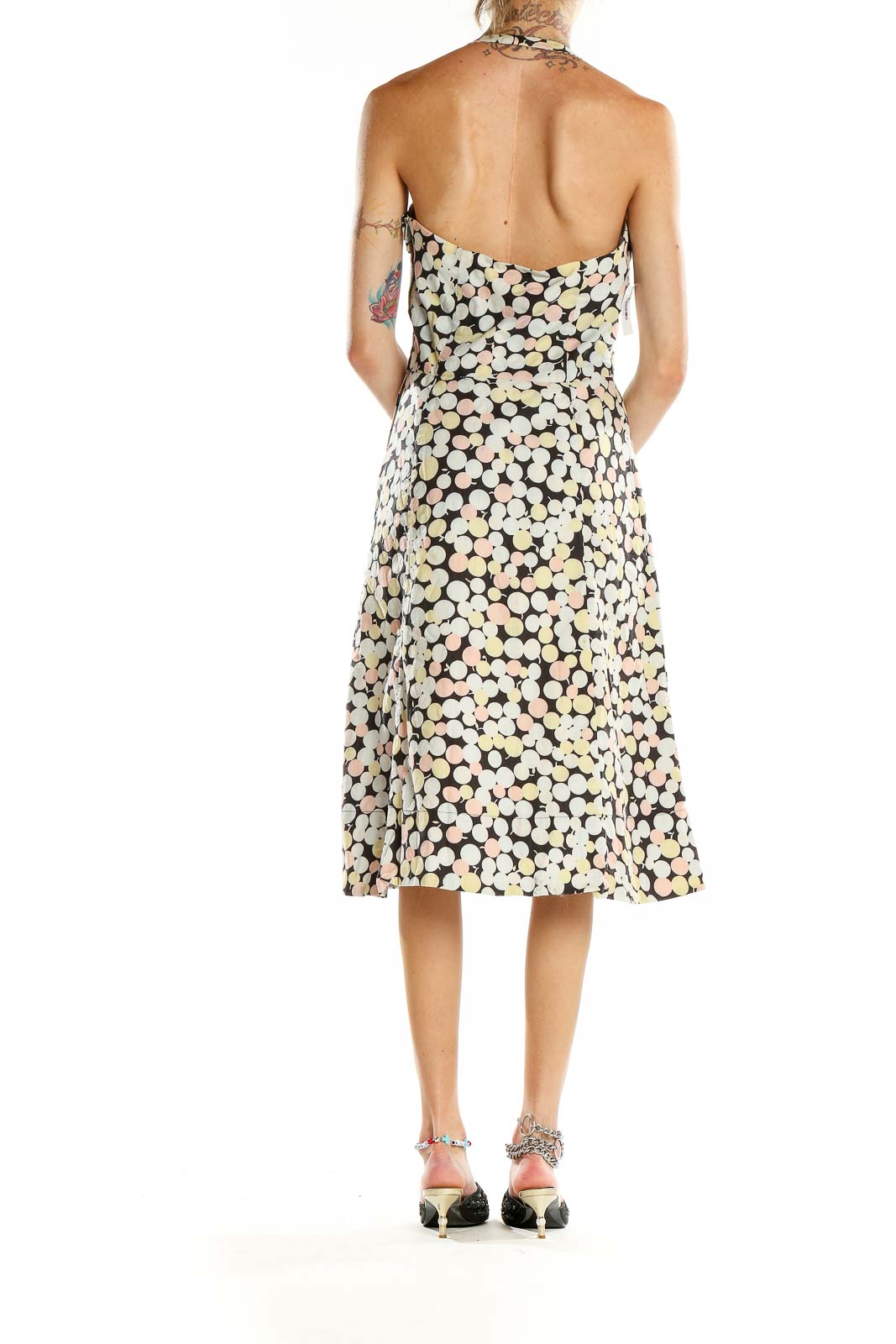 Marc by Marc Jacobs Beige Polka Dot Sleeveless Full Skirt Dress M