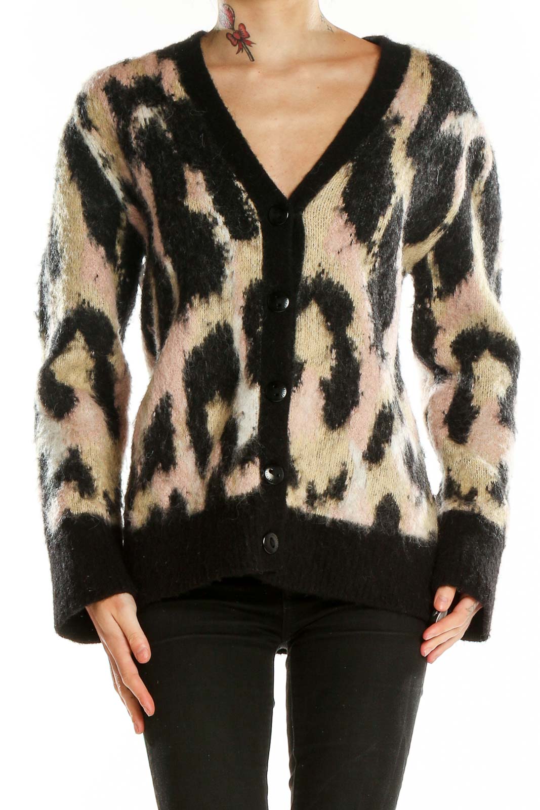 Multicolor Animal Print Sweater Front