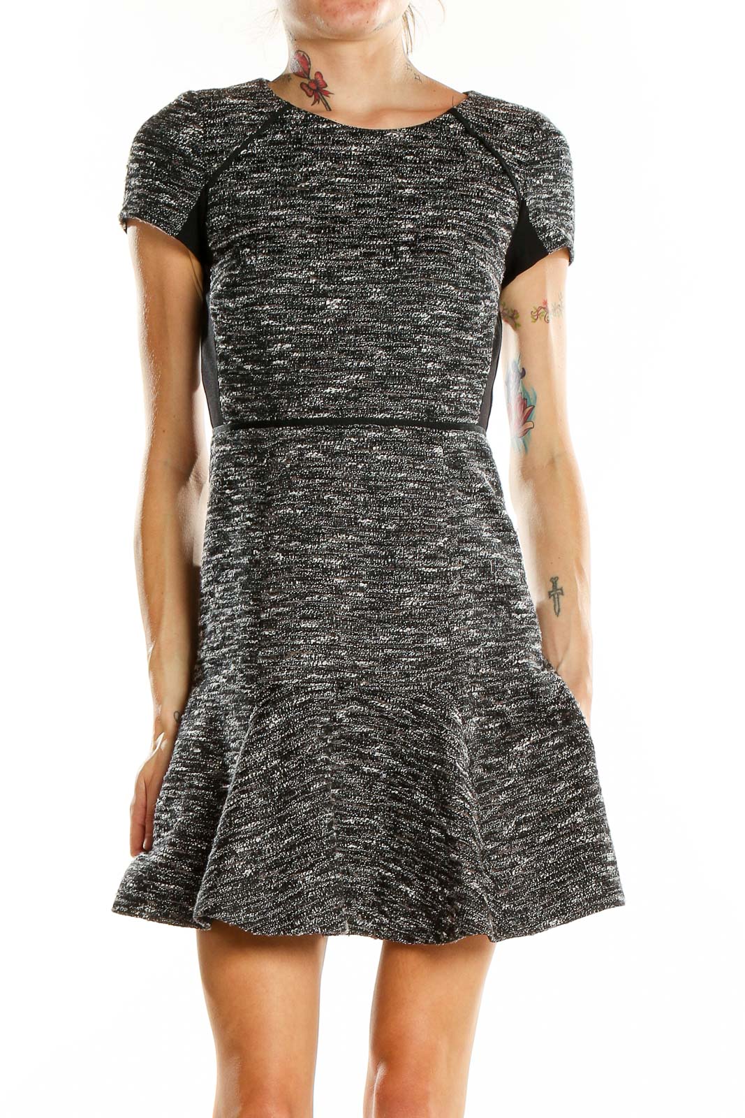 Grey All Day Wear Classic Texture Dress Front