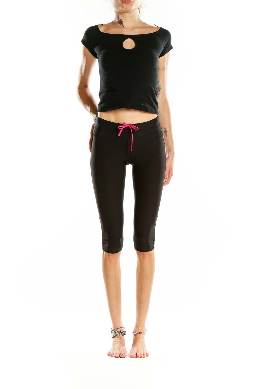 Lucy - Black Capri Activewear Legging Polyester Lycra ® Spandex