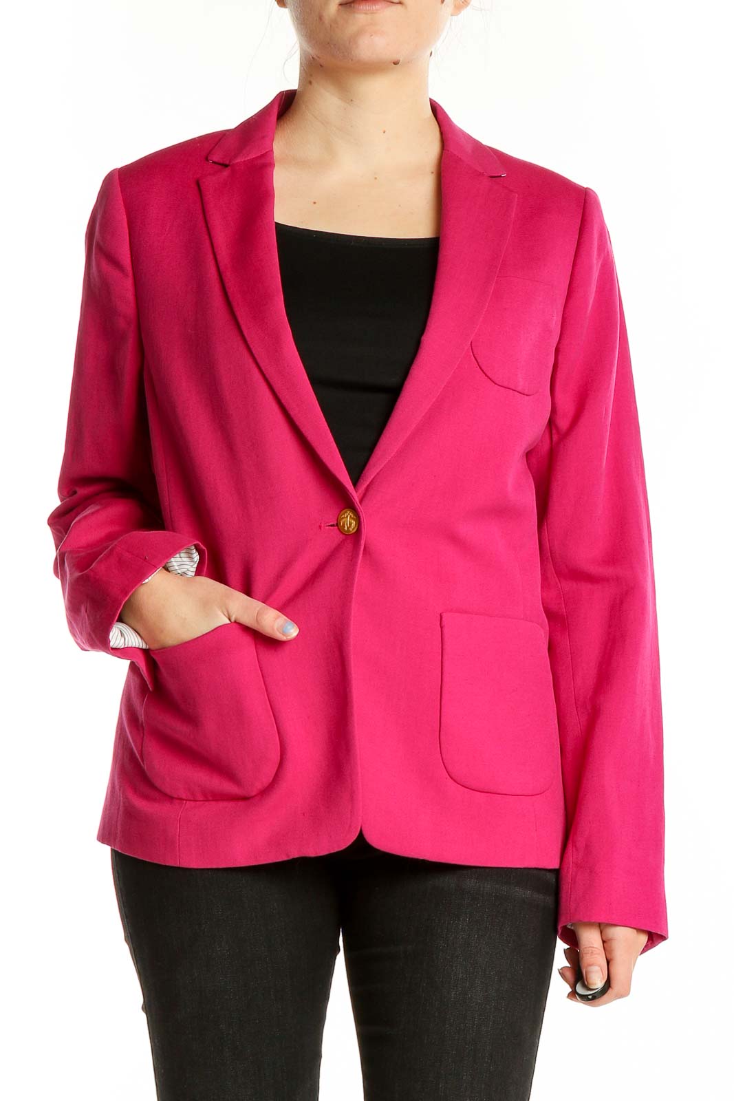 Pink Single Breasted Blazer Front