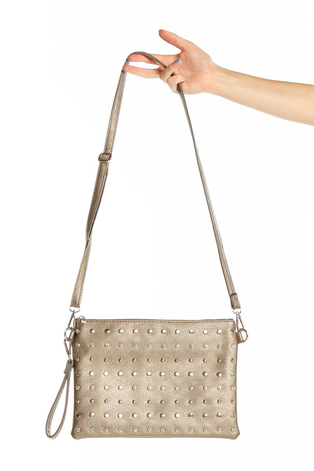 Gold Studded Crossbody Clutch Front
