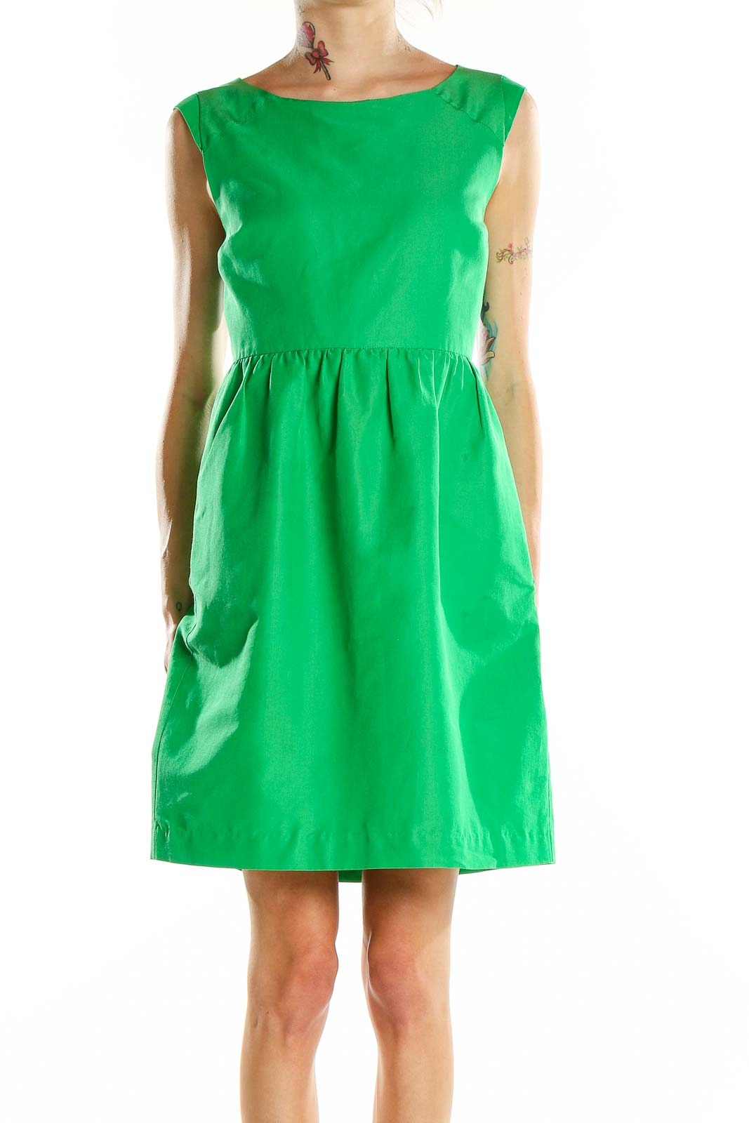 Green Flare Dress Front