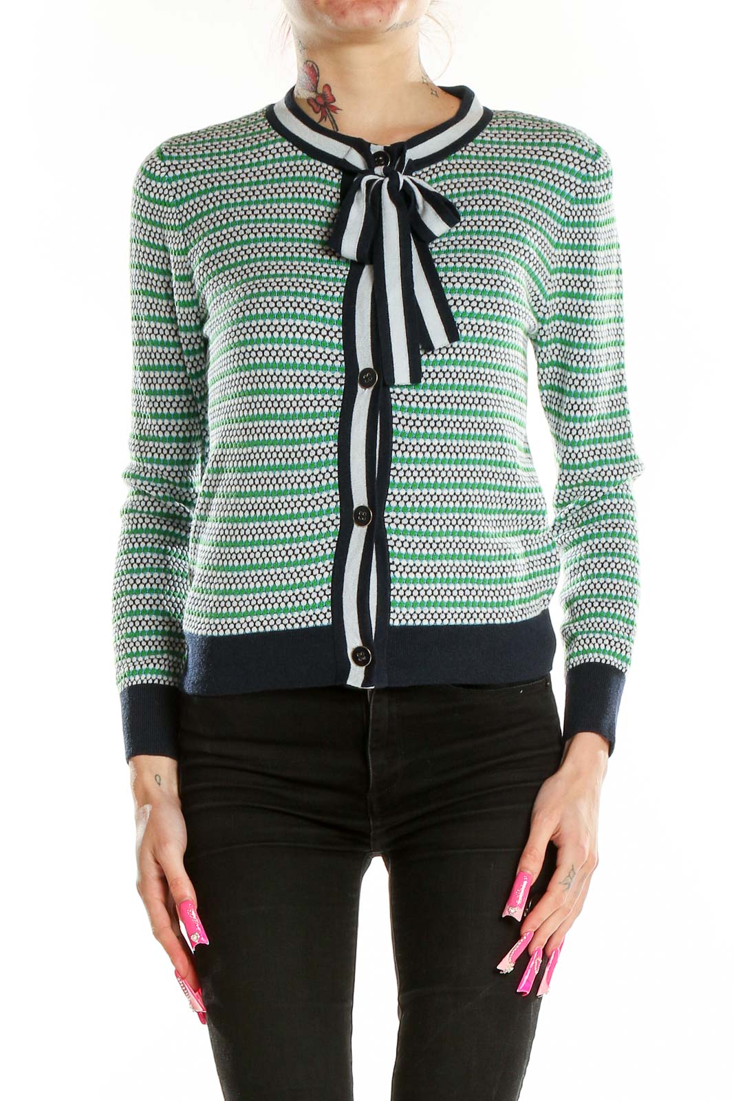 Tie neck outlet cardigan