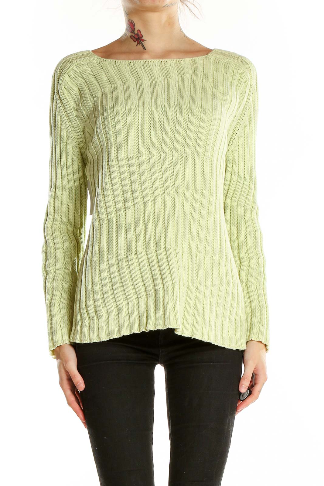 Yellow Green Texture Sweater Front