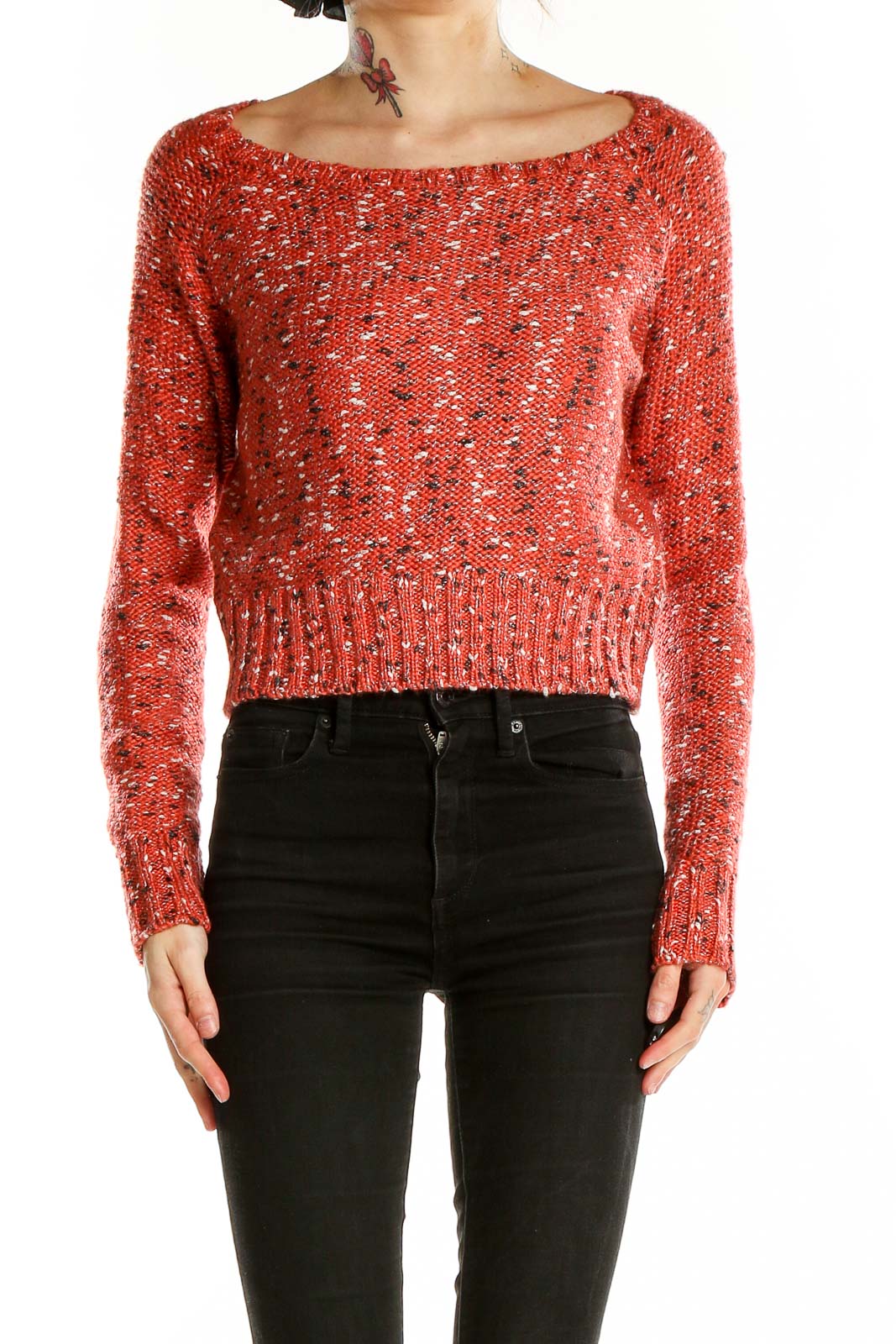 Red Black Speckle Sweater Front