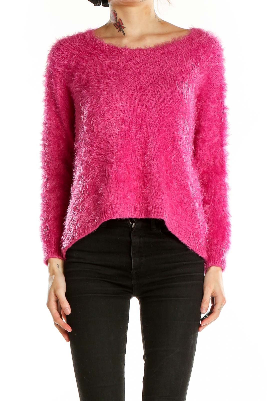 Pink Fuzzy Sweater Front