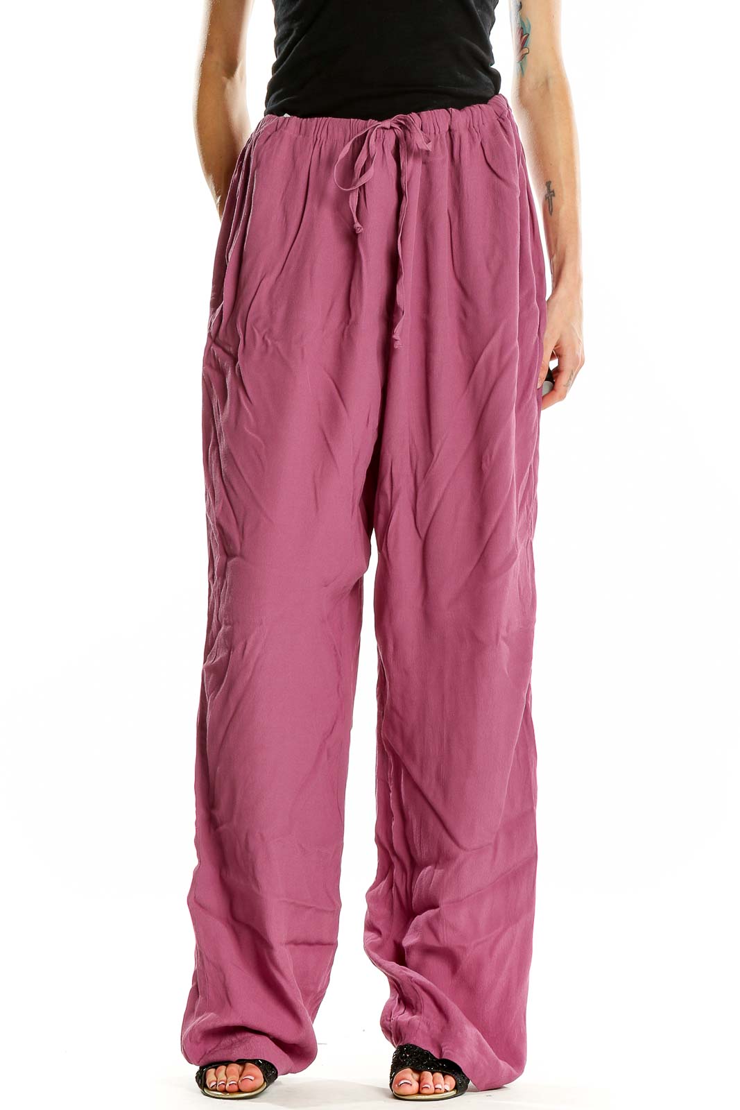 Pink Drawstring Pants Front