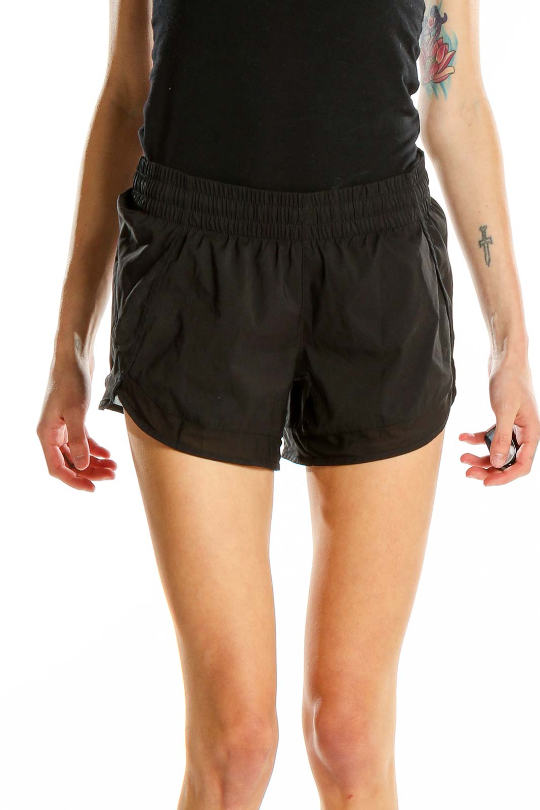 Black Activewear Shorts Front