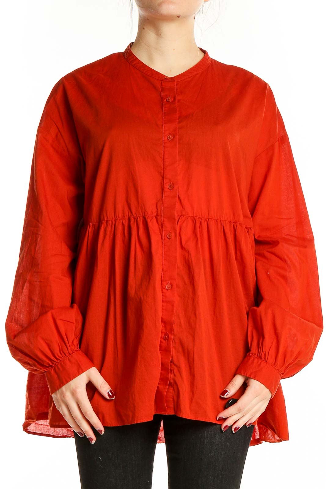 Red Long Sleeve Tunic Front