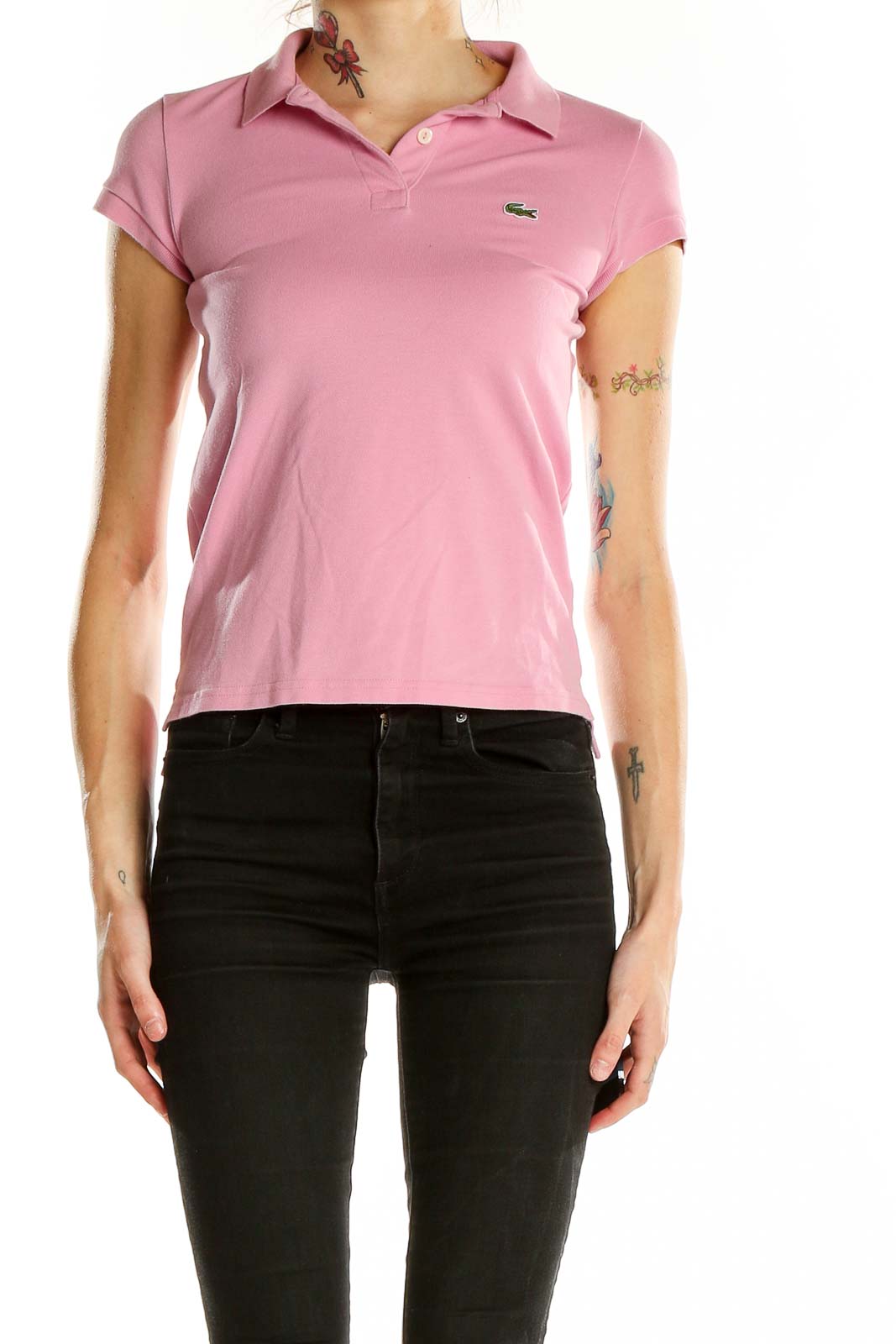 Pink Short Sleeve Polo Shirt Front