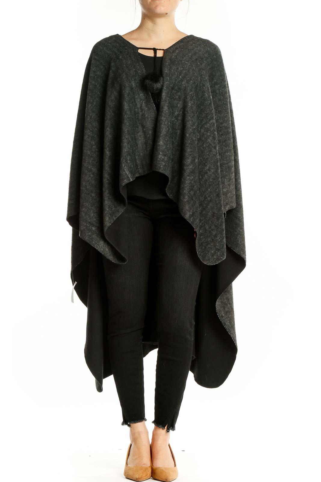 Gray Poncho Front