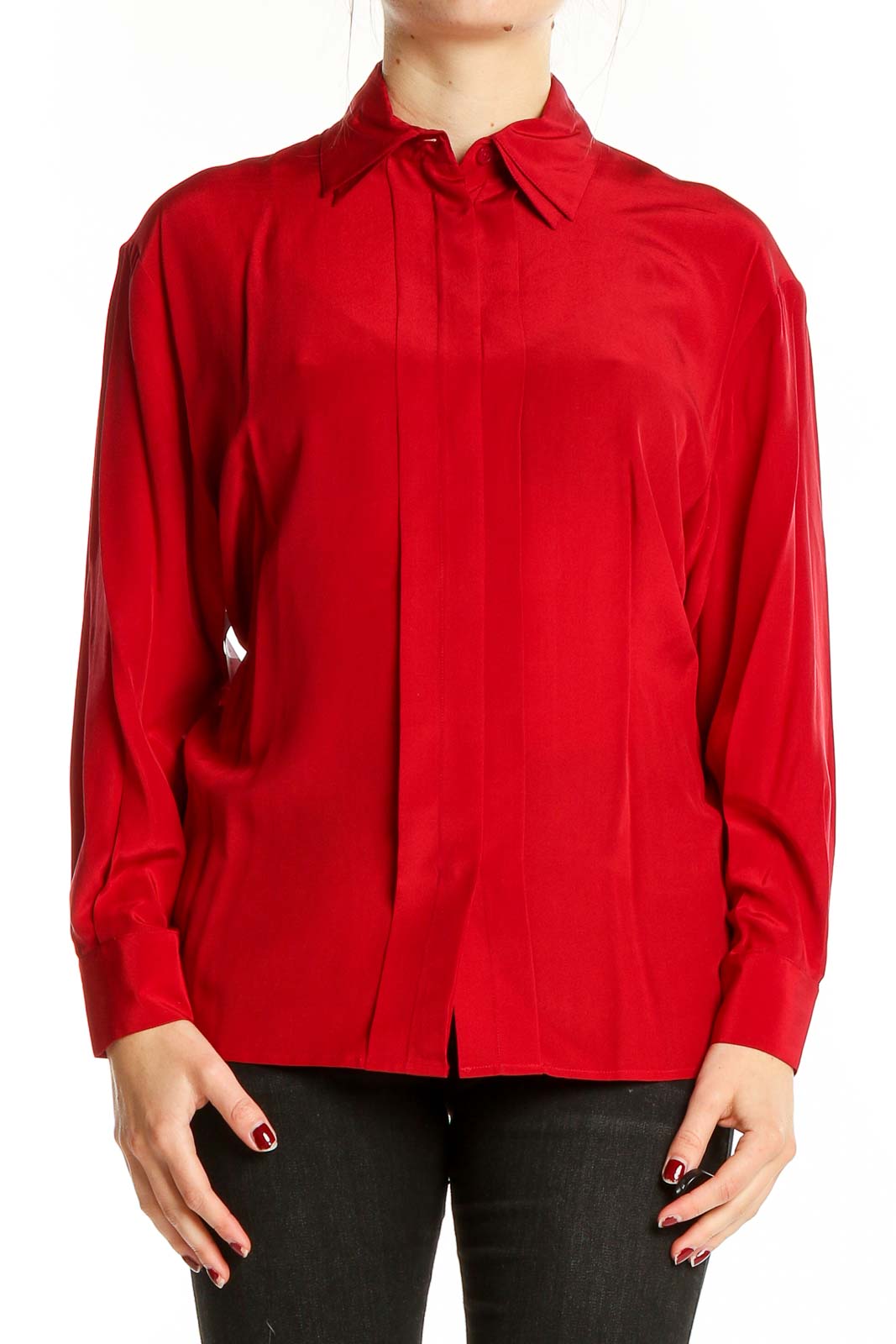 Red Silk Shirt Front