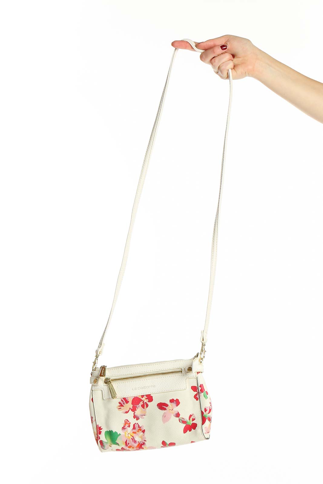 White Floral Print Crossbody Bag Front