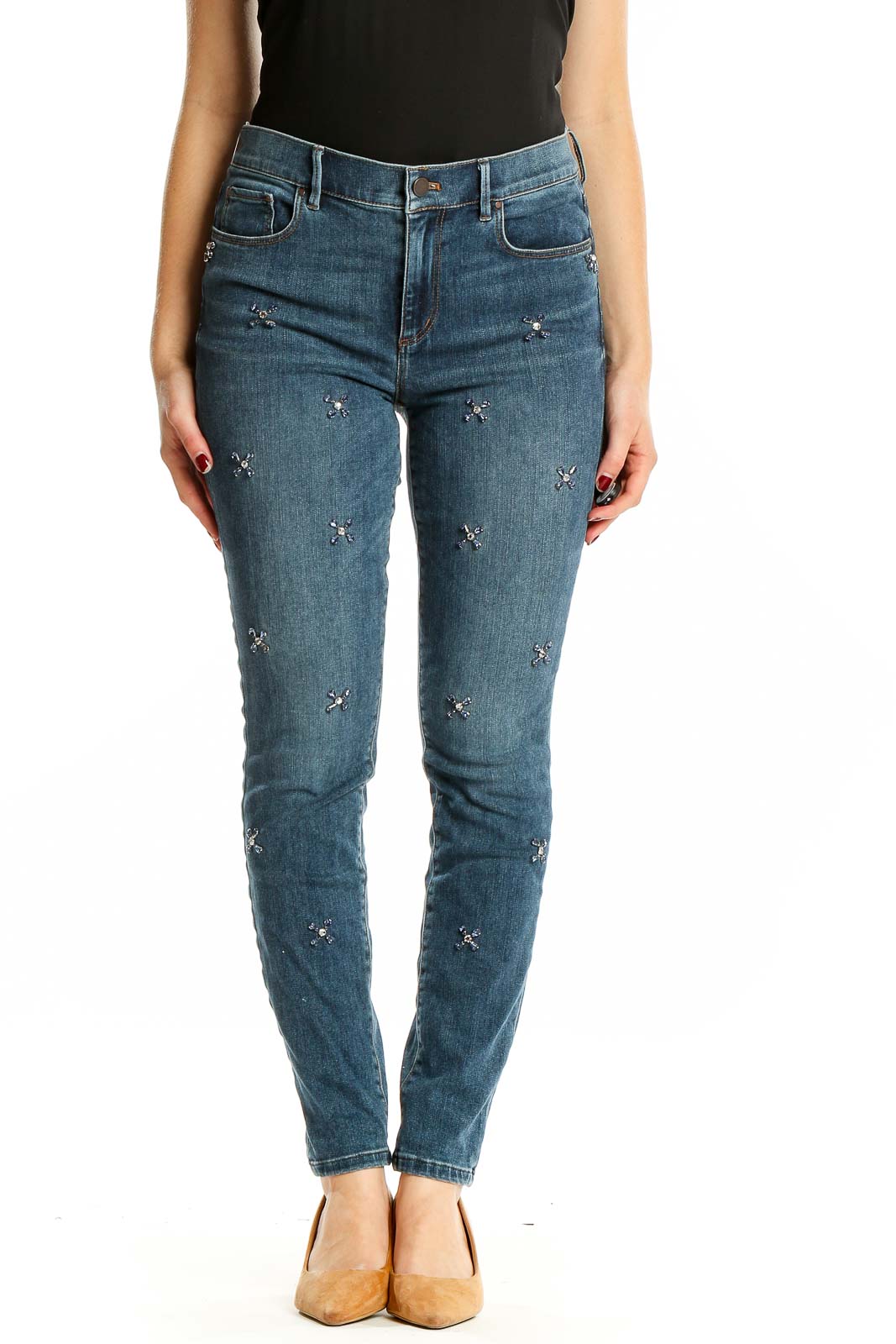 Blue Dark Rinse Jeans Front