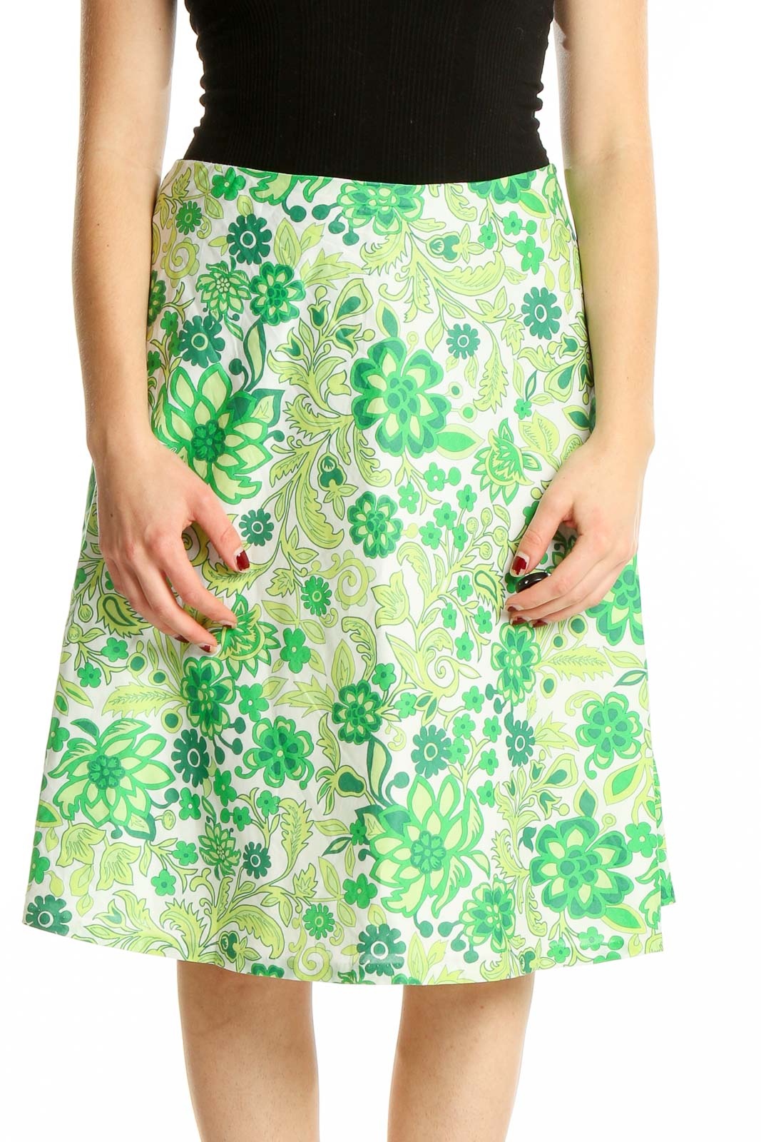 Green Floral Skirt Front