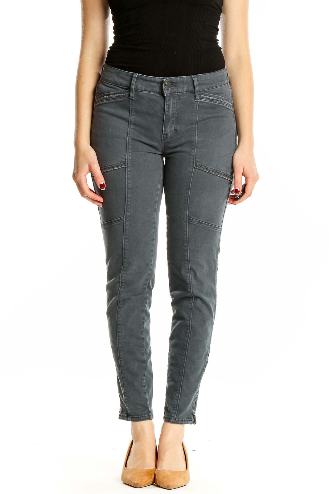 Grey Skinny Jeans Front