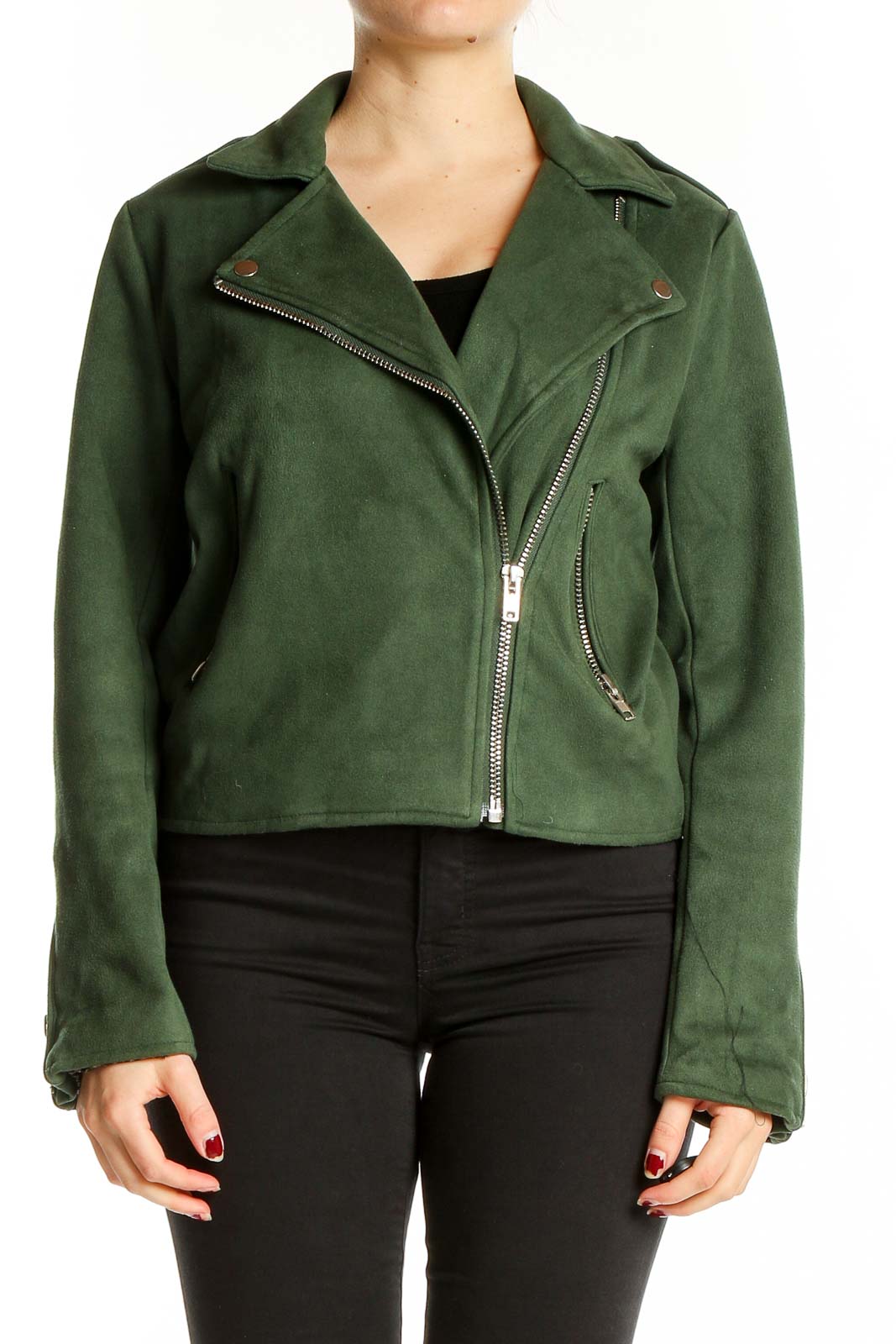 Green Motorcycle Jacket Front