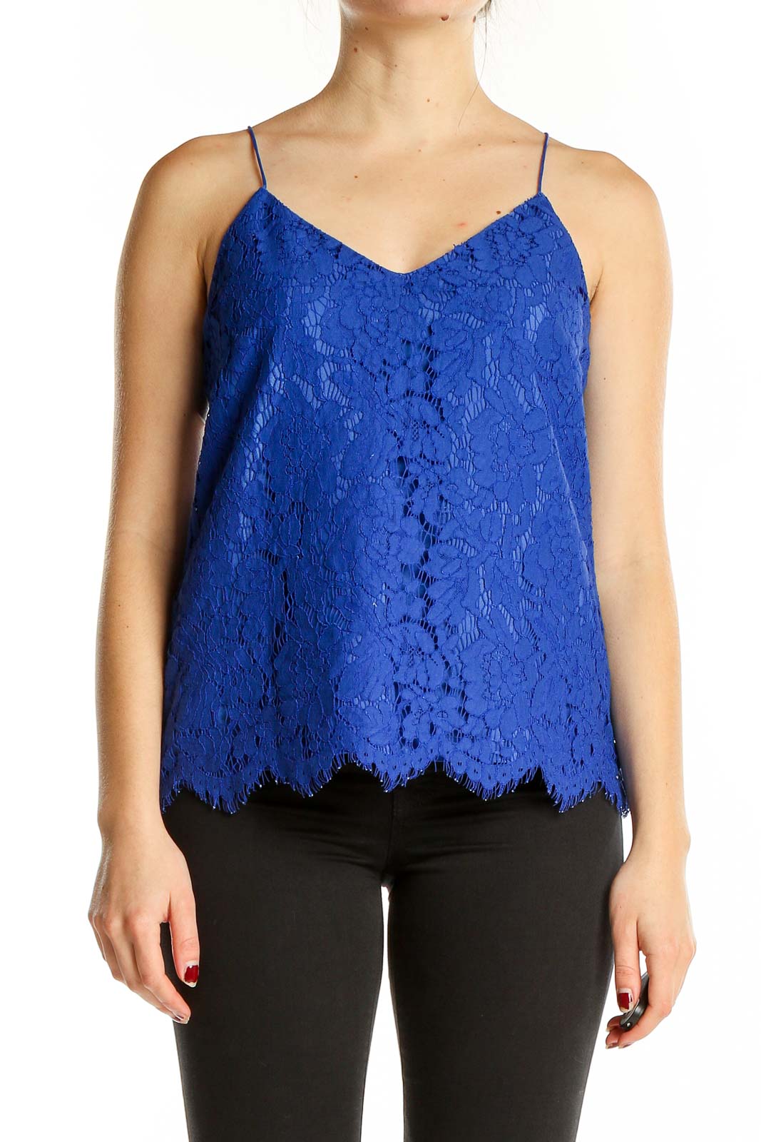 Blue Lace Tank Top Front