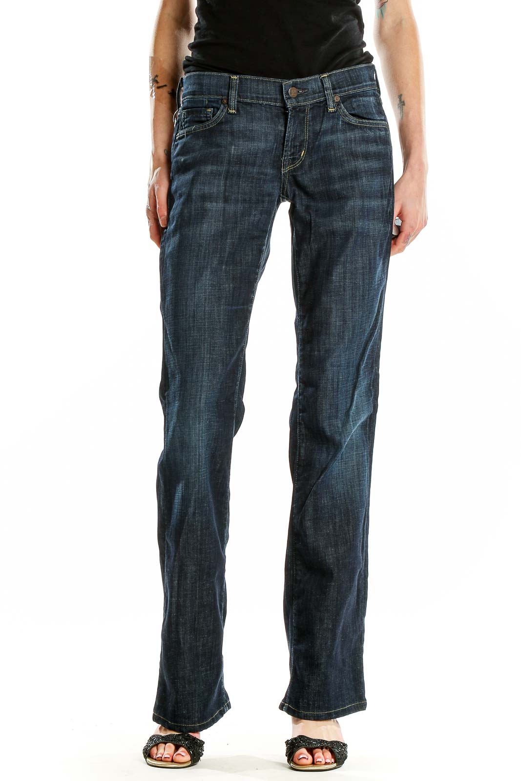 Blue Dark Rinse Jeans Front