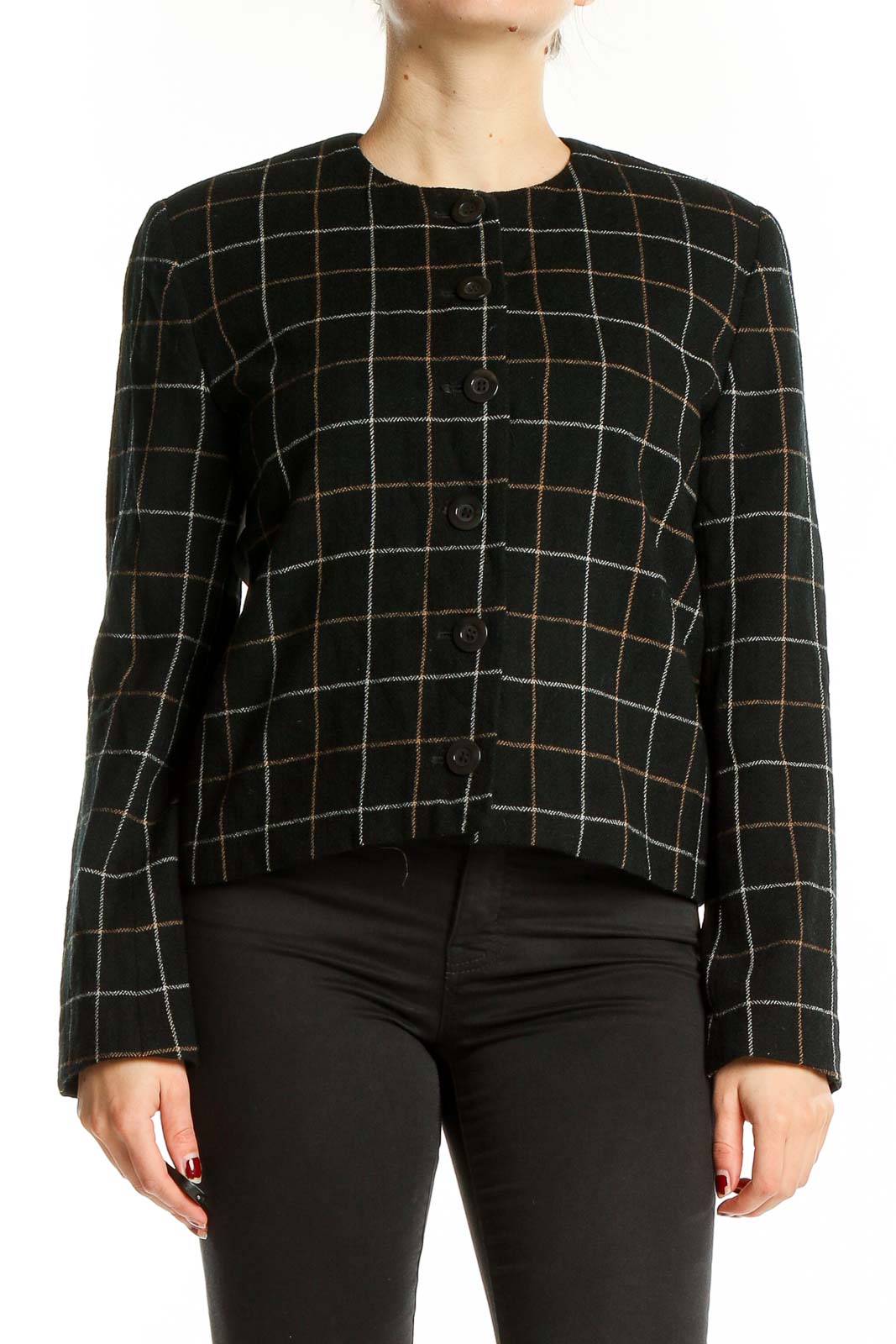 Black Checkered Jacket Front