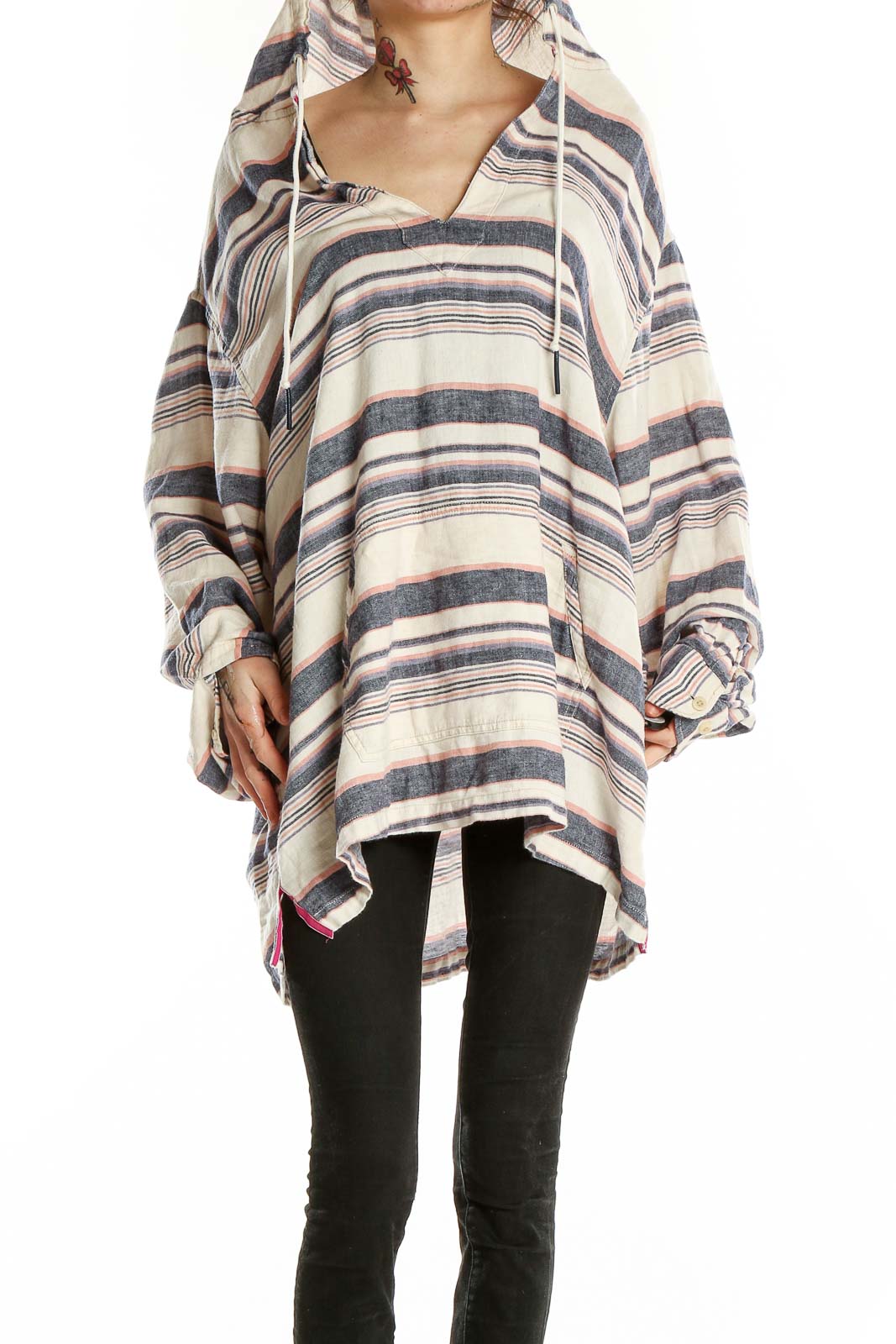 Multicolor Stripe Linen Blend Sweater Front