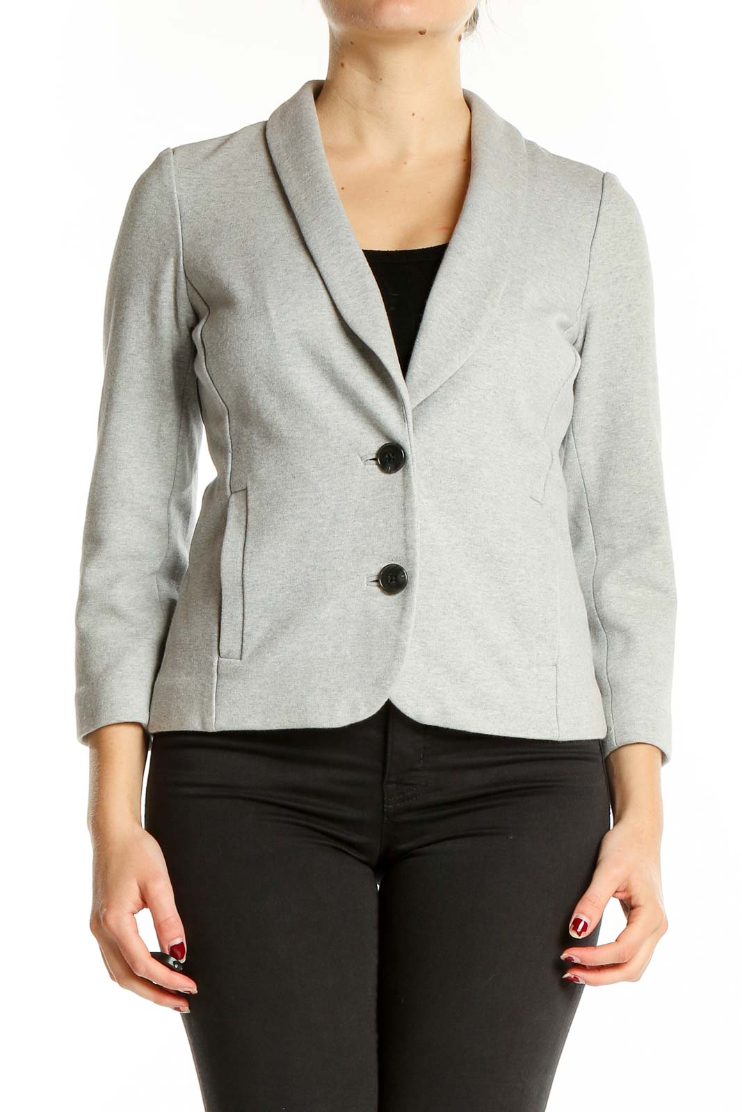 Grey Single Breasted Blazer Front