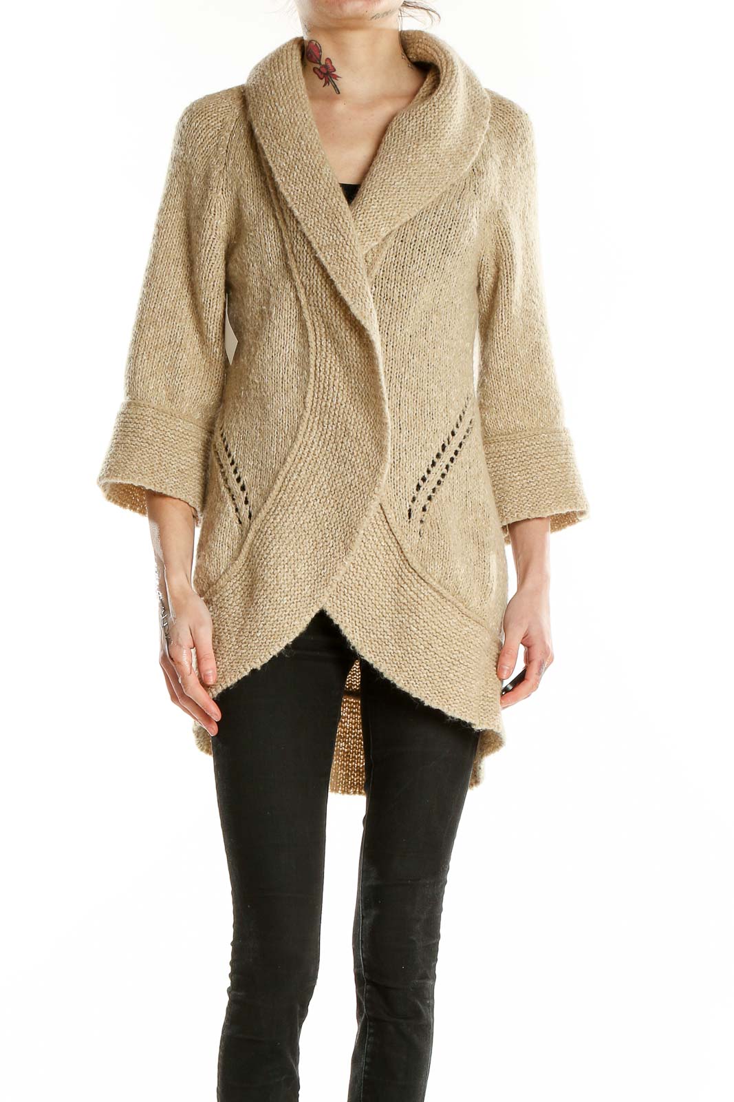 Neutral Mid Length Sweater Front