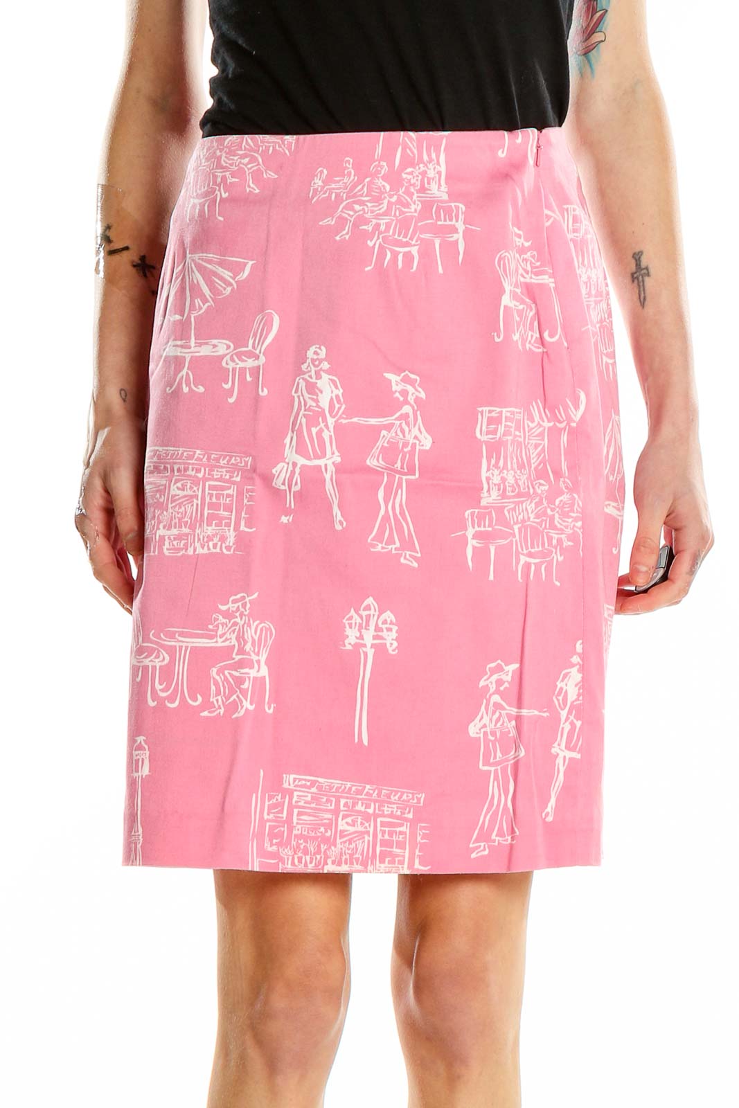 Pink Printed Skirt Front