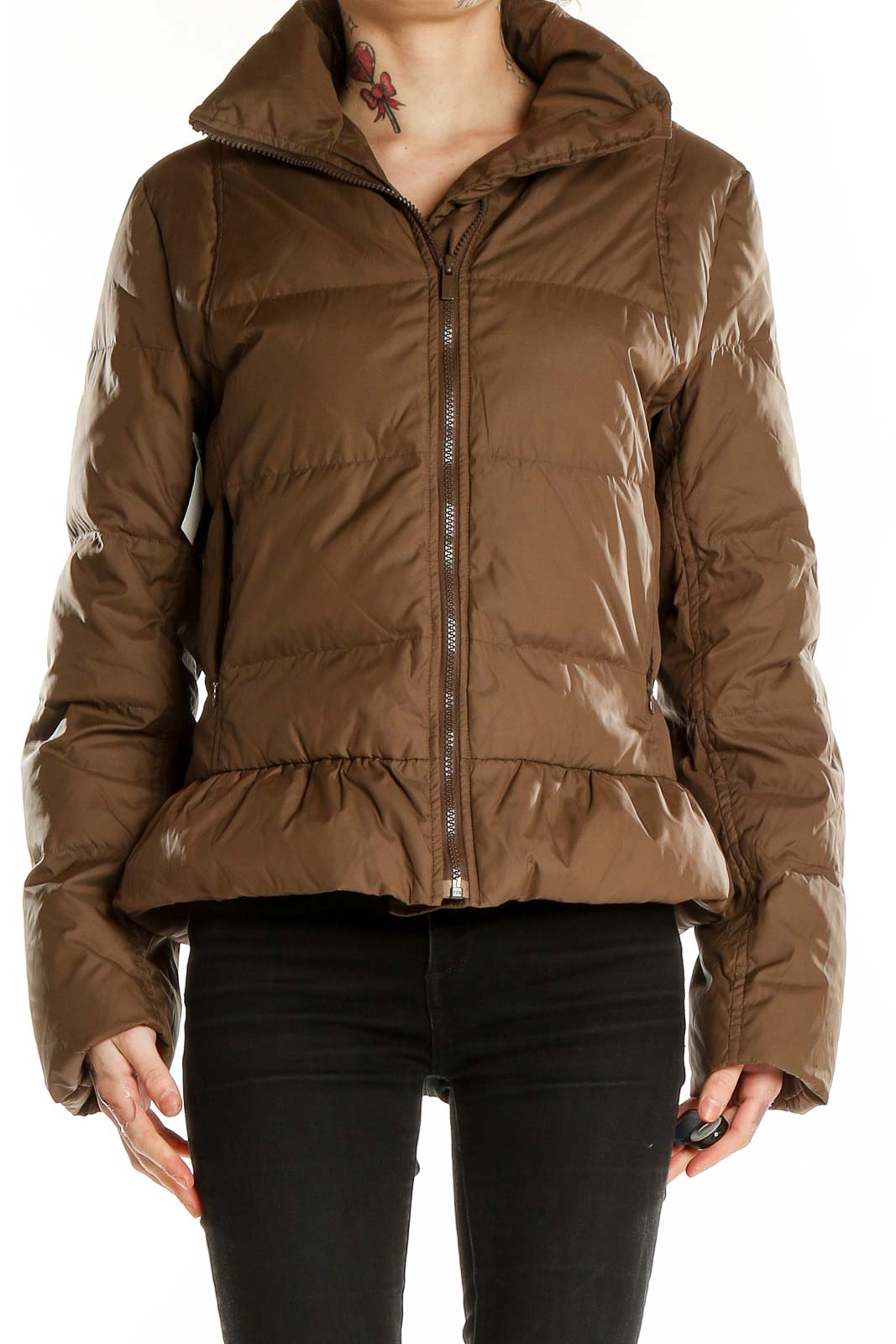 Brown Puffer Jacket Front