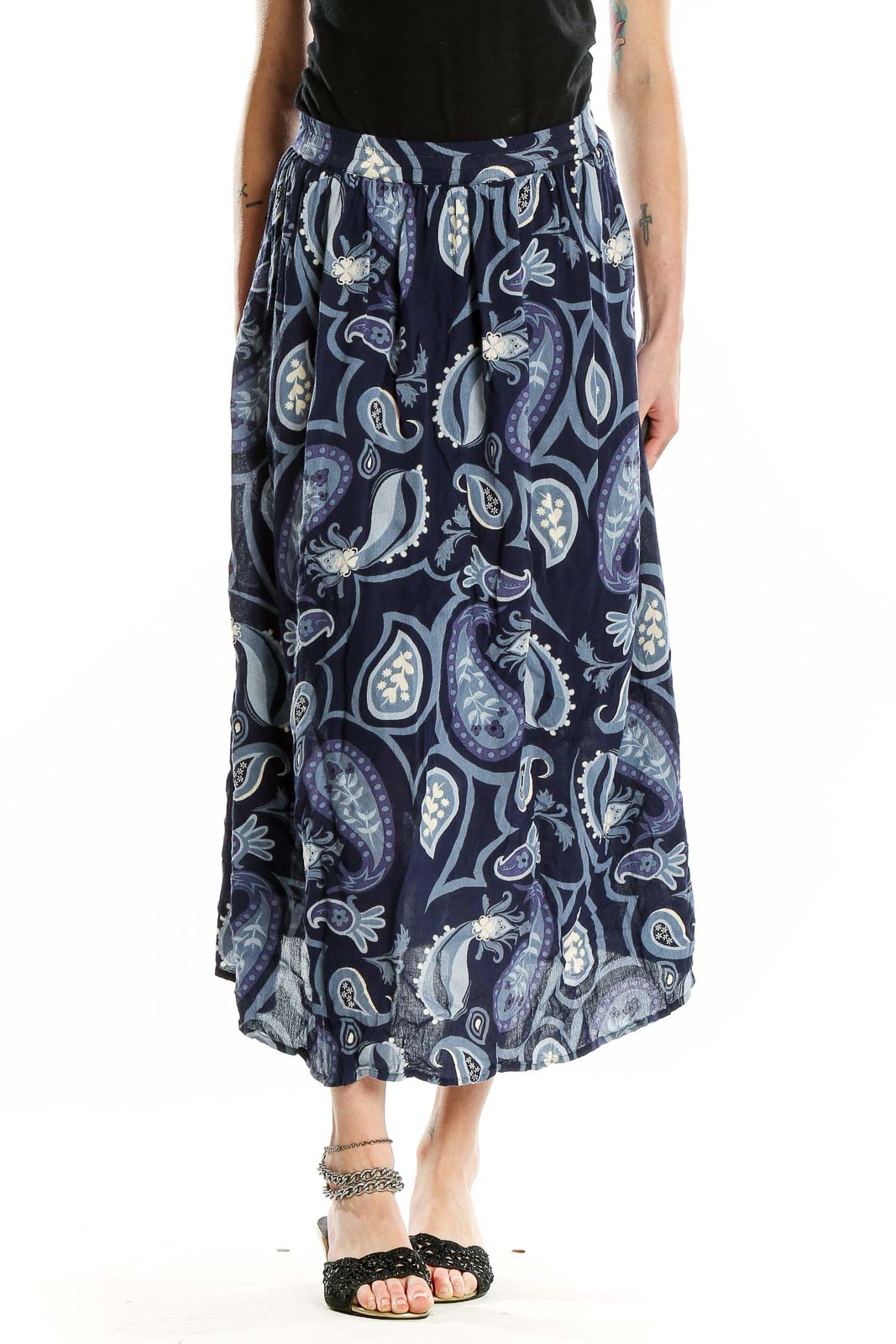 Blue Paisley Skirt Front