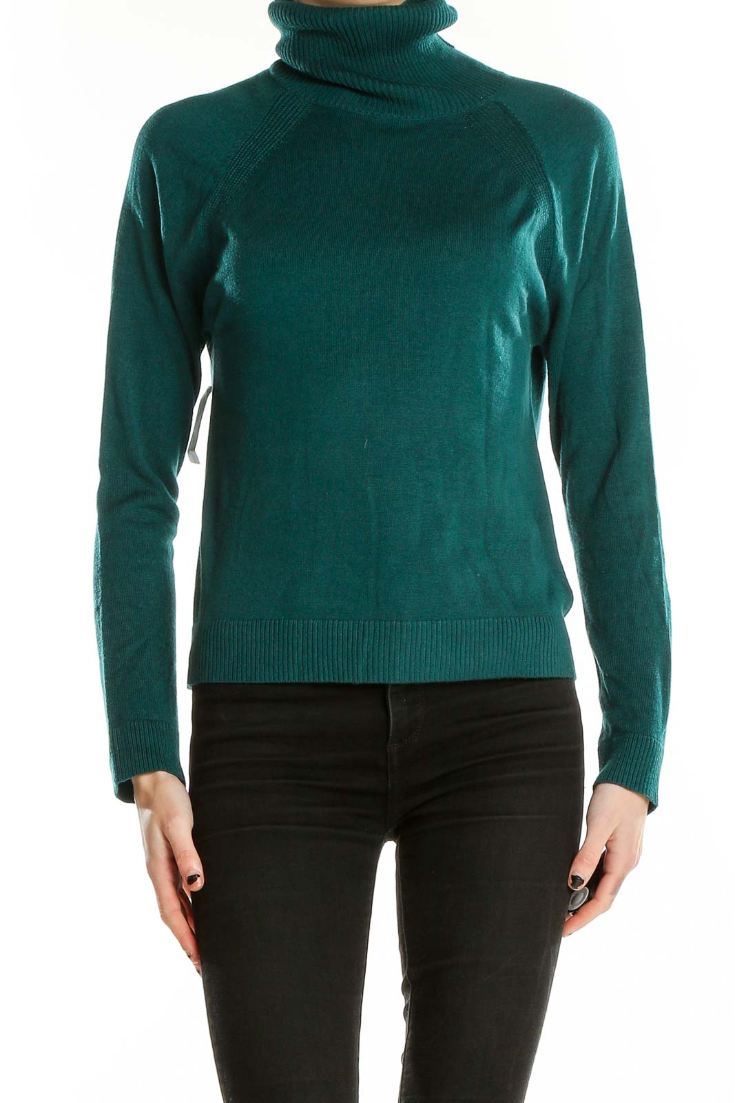 Green Turtle Neck Sweater Front
