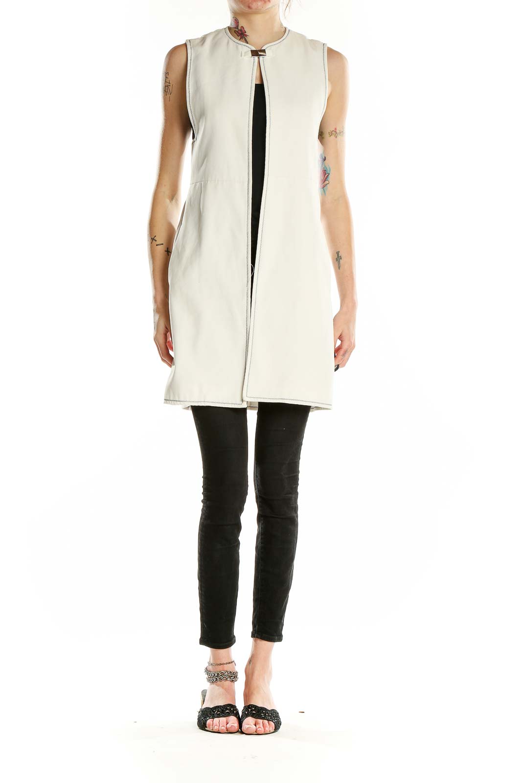 Zara white cheap sleeveless blazer