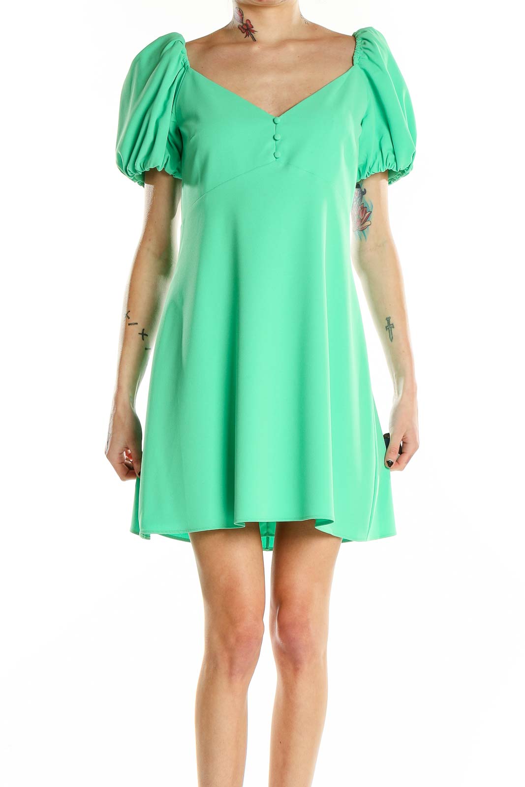 Green Babydoll Dress Front