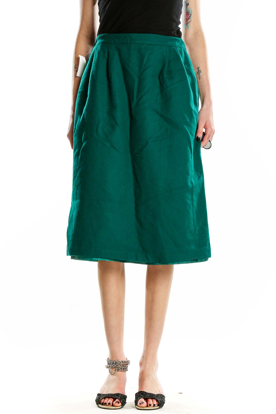 Green Wool Skirt Front