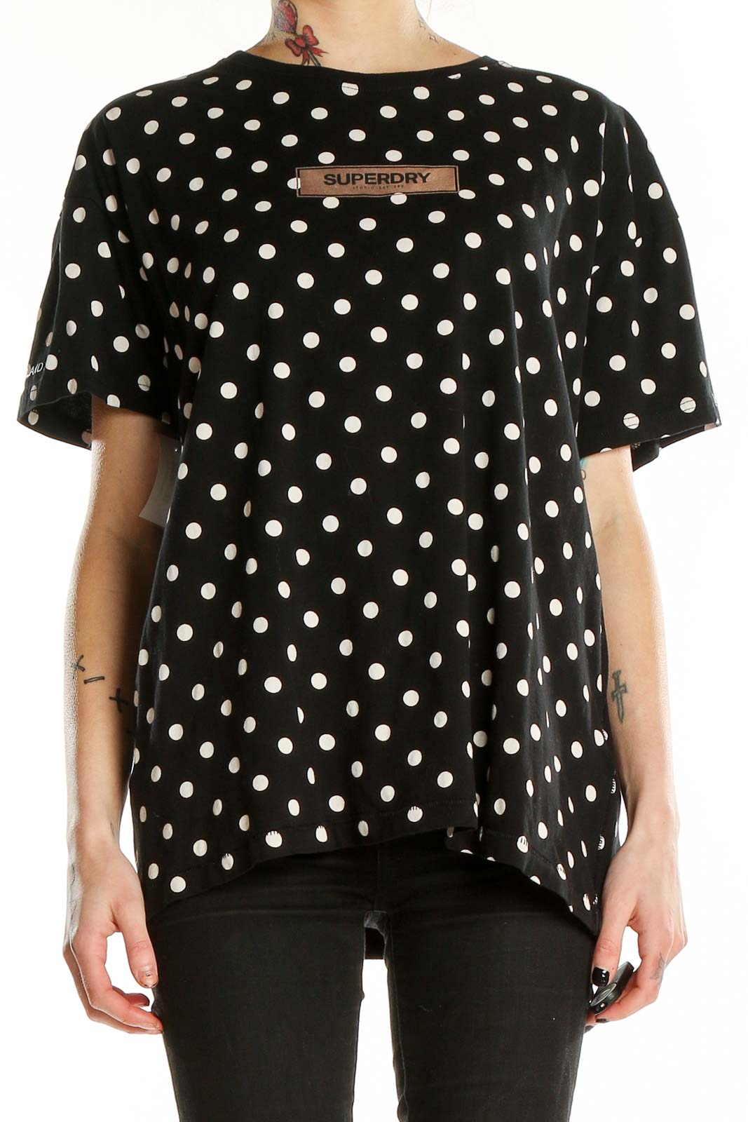 Black Polka Dots T-Shirt Front