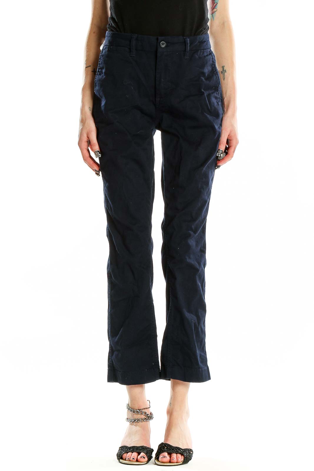 Blue Cropped Pants Front