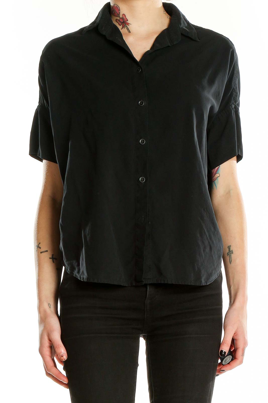 Black All Day Wear Casual Shirt Front