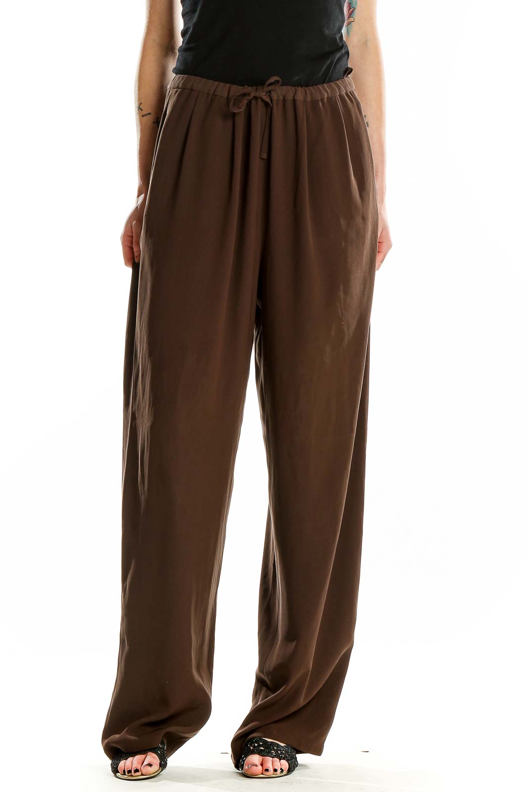 Brown Straight Texture Pants Front