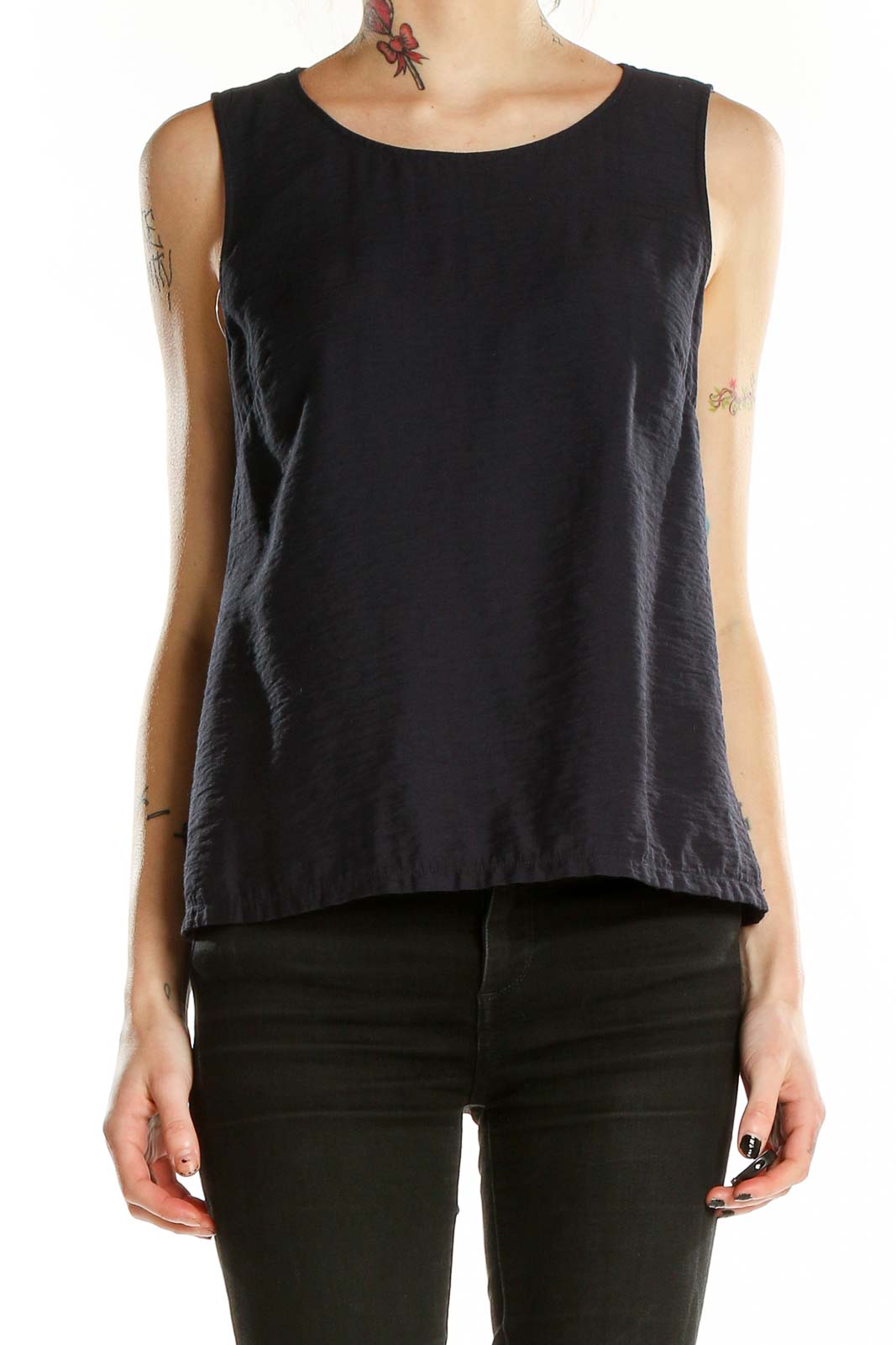 Navy Blue Sleeveless Top Front