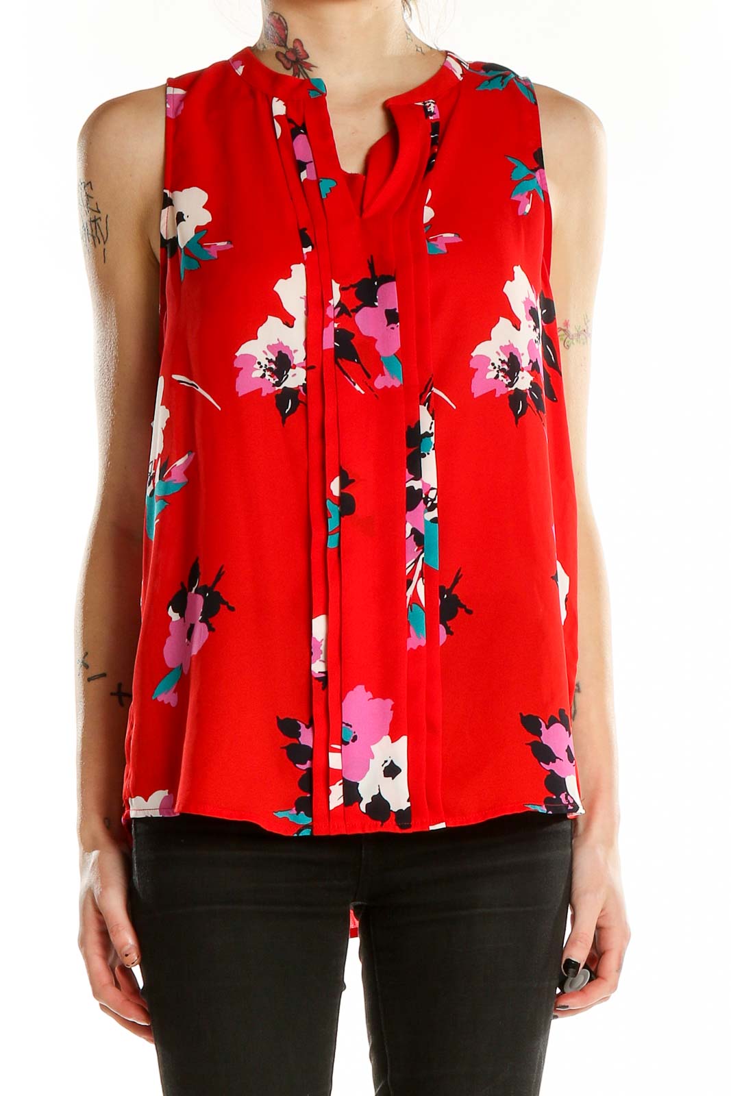 Red Floral Top Front