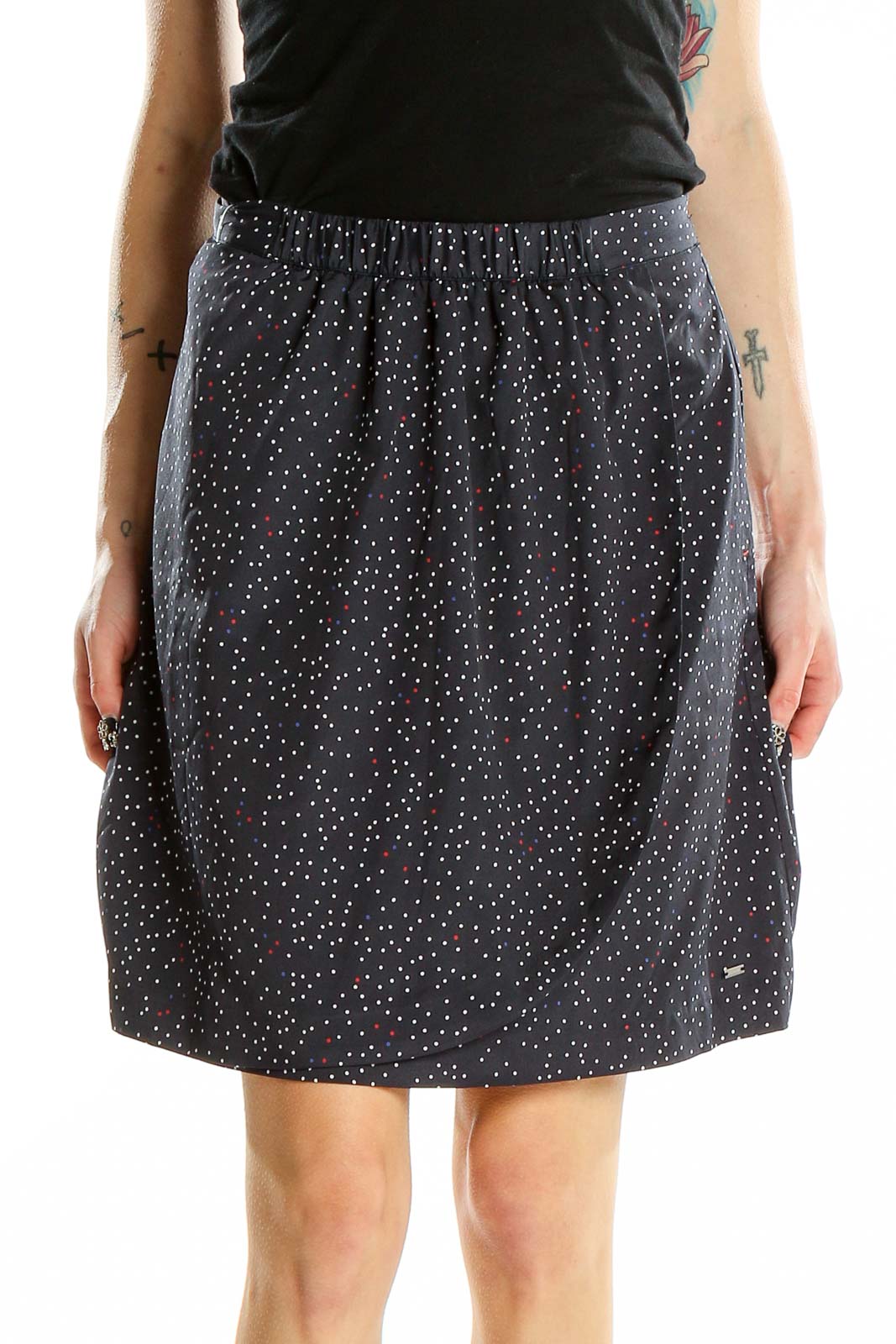 Blue Polka Dot Mini Skirt Front