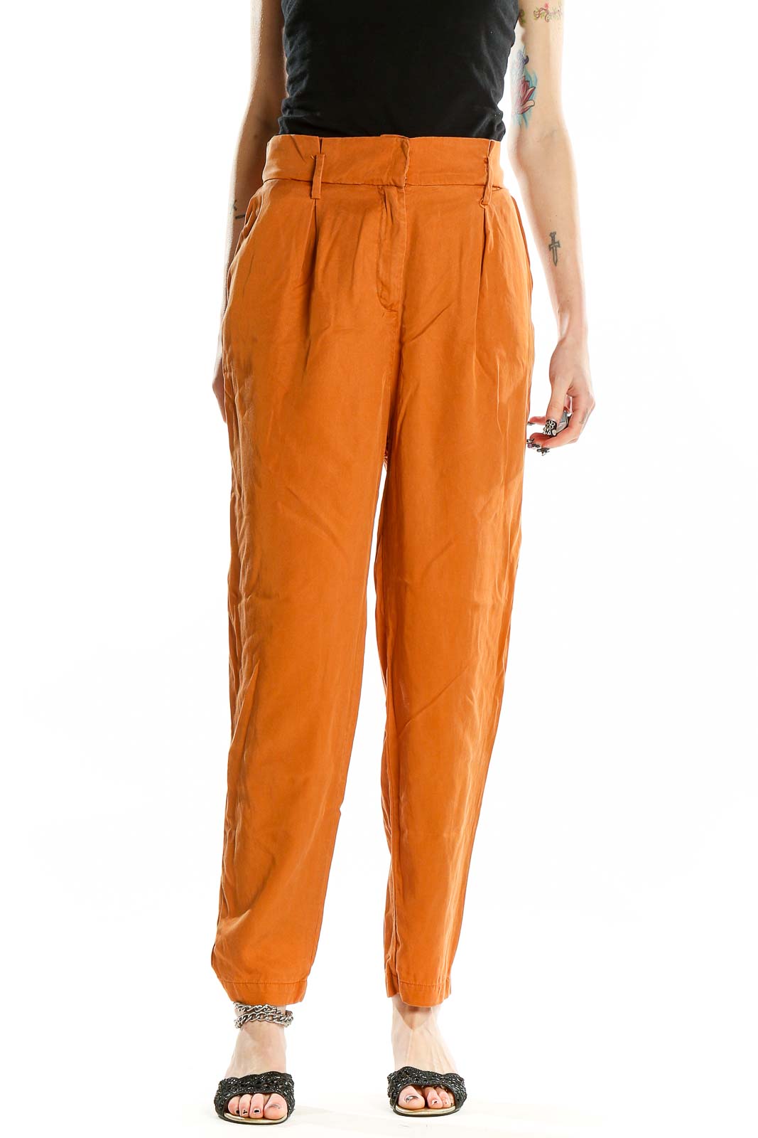 Orange Casual Trousers Front