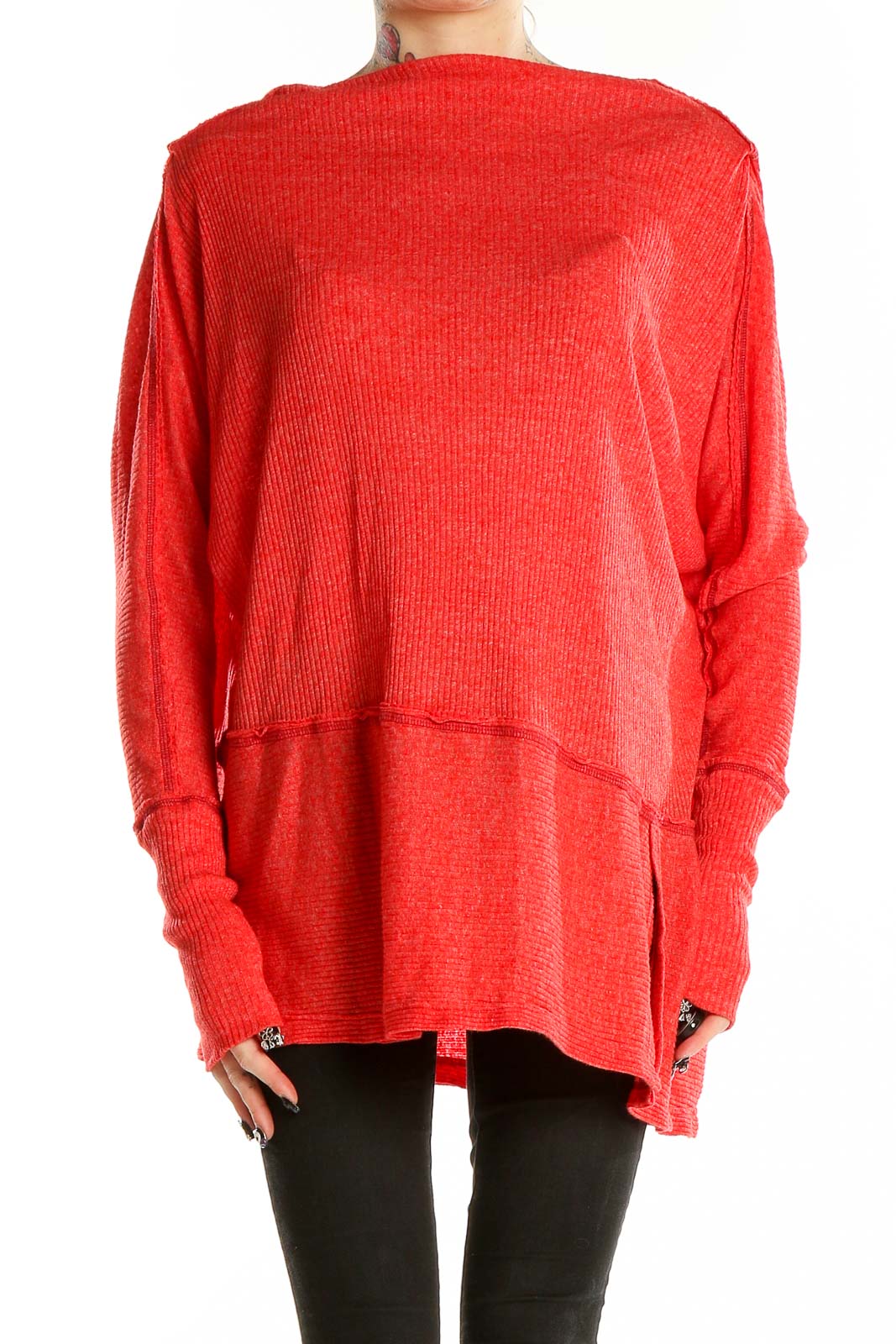Red Long Sleeve Tunic Front